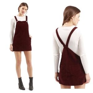 Topshop Black Corduroy Pinafore Dress